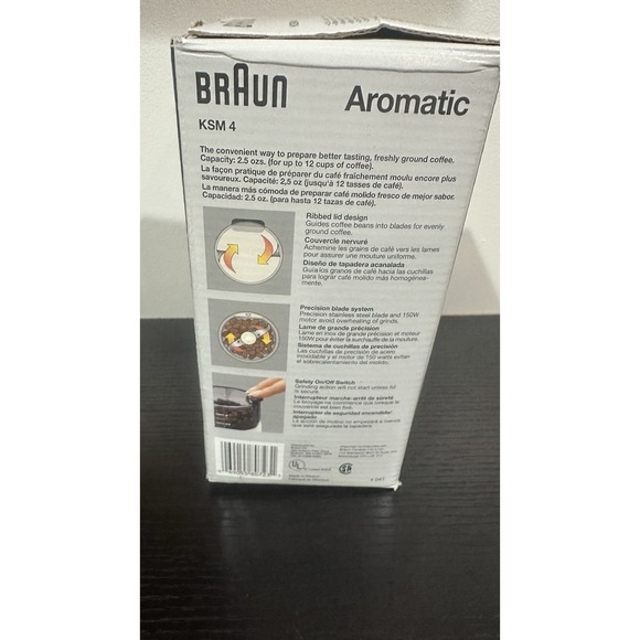 Braun Aromatic Coffee Grinder Gourmet Edition KSM-4 2.5 oz Box & Instructions - Picture 13 of 14